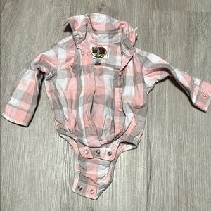 Plaid Pink and Gray Kids One Piece